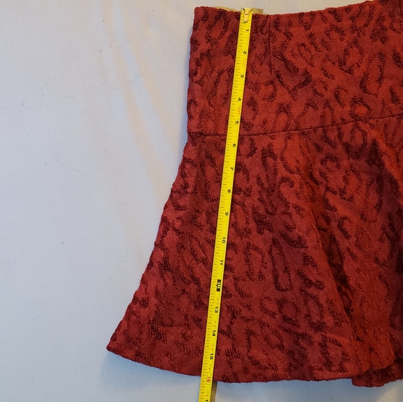 Free People Chenille Woven Cranberry Cheetah Skirt - Picture 4 of 13